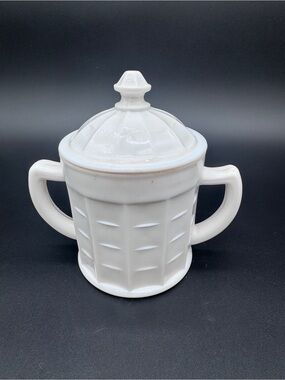 Anchor Hocking White Covered Sugar Bowl with Handles